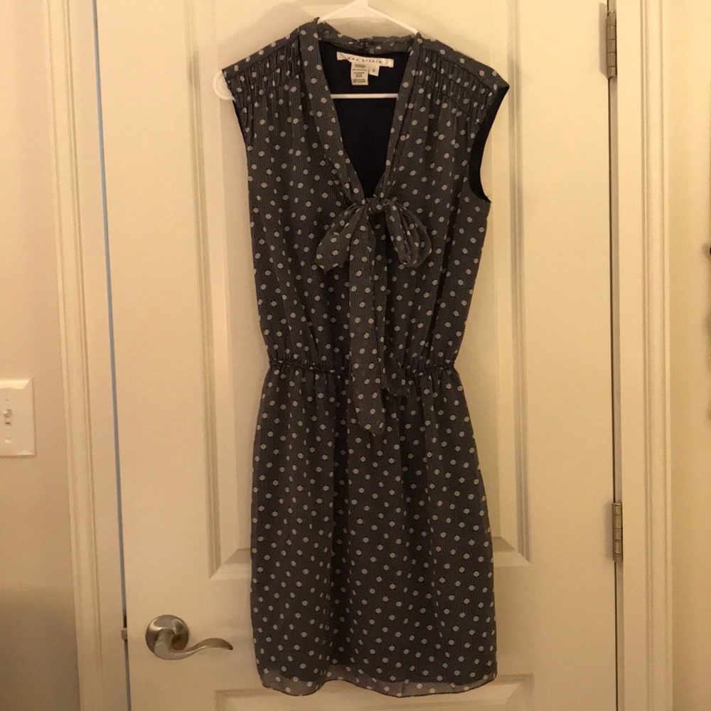 Max Studio steel blue polka dot sleeveless dress